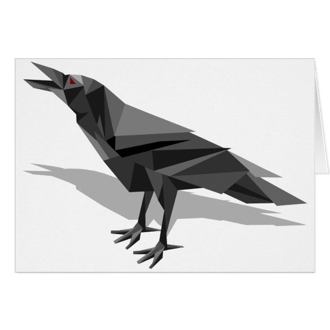 Corbeau Géométrique Cubiste Gris Triangles (Devant horizontal)
