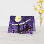 Corbeau, Lune, Soleil, Étoiles Bonne Carte Hallowe (Fleur jaune)