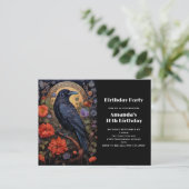 Corbeau noir avec fleurs Invitation gothique (Debout devant)