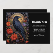 Corbeau noir avec fleurs Merci de design gothique (Devant / Derrière)