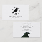Corbeau noir en Carte de visite circulaire (Devant / Derrière)