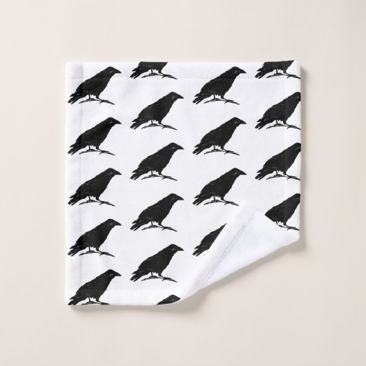 Corbeau Noir Oiseau Halloween Peinture Ensemble de (Gant de toilette)