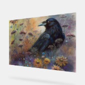 Corbeau peint à la main avec Fleurs sauvages (Angle)