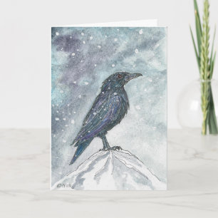 Corbeau Yule dans la carte neige - Révisé
