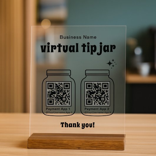 Corbeille à pourboires virtuelle avec 2 codes QR
