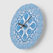 Corbeille bleue Faux Delft Horloge carrelée (Angle)