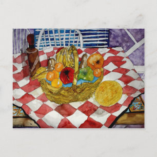 corbeille de fruits toujours vie art cartes postal