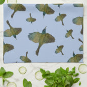 Corbeille Vert Bleu Oiseau Rouge Serviette de cuis (Plié)