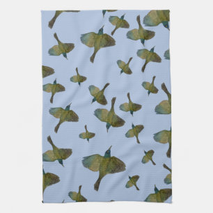 Corbeille Vert Bleu Oiseau Rouge Serviette de cuis