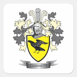 Corbett Family Crest Coat of Arms Vierkante Sticker