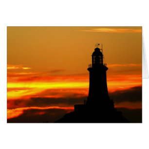 Corbiere vuurtoren bij zonsondergang Jersey kaart