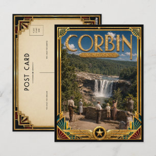 Corbin Kentucky Vintage Art Deco Gouden Tijdperk Briefkaart