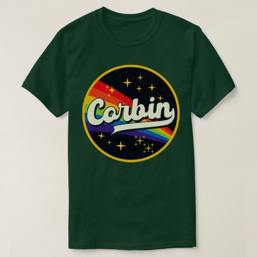 Corbin Rainbow in ruimte  stijl T-shirt (Design voorkant)