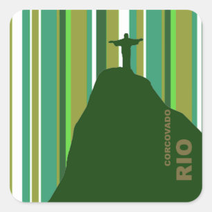 Corcovado Cristo Redentor Rio Brazilië Vierkante Sticker