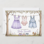 Corde à linge Invitation pour la baby sprinkle de (Devant)