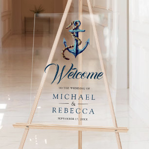 Corde d'ancre bleu marine Bienvenue de mariage
