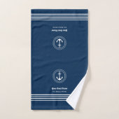 Corde de marine nautique Ancre Nom de bateau perso (Serviette à main)