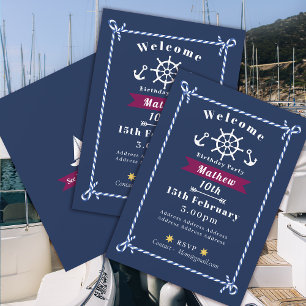 Corde nautique Anniversaire Marine Blue Invitation