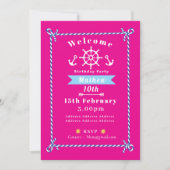 Corde nautique Anniversaire rose Invitation (Devant)