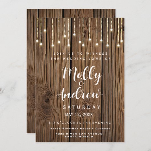 Cordes rustiques feux fête/mariage CARD INVITATION (Devant / Derrière)