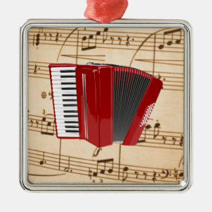 Cordion: Red Accordion, populair design, Metalen Ornament