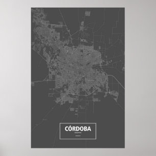 Córdoba, Argentinië (wit op zwart) Poster