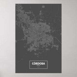 Córdoba, Argentinië (wit op zwart) Poster