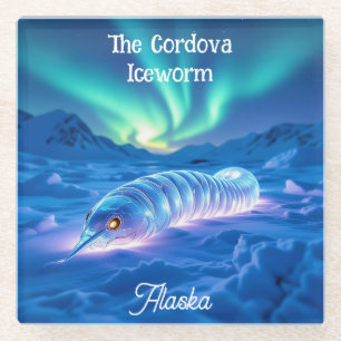 Cordova IJsworm Alaska Aandenken Souvenir Glazen Onderzetter