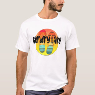 Cordry Lake Indiana Retro Flipflop Sunset Graphic T-shirt