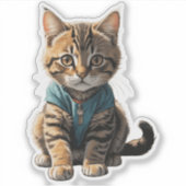 Corduroy cat sticker (Voorkant)