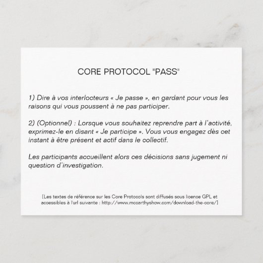 Core Protocol: Pass Briefkaart (Achterkant)