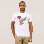 Corée du Nord - Coeur du drapeau et carte T-shirt (Devant entier)
