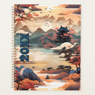 Coréen Temple Planner en Orange, Turquoise et Crim