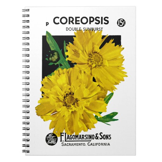 Coreopsis Seed Packet Label Notitieboek (Voorkant)