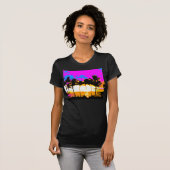 COREY TIGER 1980s RETRO PALM TREES SUNSET T-shirt (Voorkant volledig)