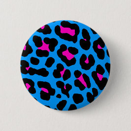 Corey Tiger 80's blauwe luipaard Ronde Button 5,7 Cm
