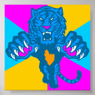 Corey Tiger 80's  Fierce Pouncing Tiger Poster