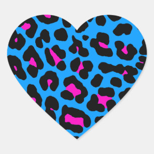 Corey Tiger 80s Leopard Spots (blauw) Hart Sticker