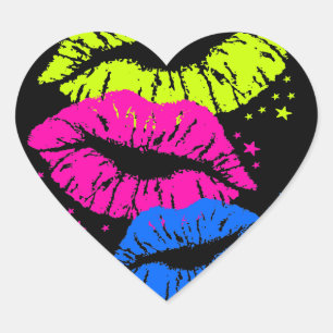 Corey Tiger 80s Lips & Stars Hart Sticker