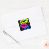 Corey Tiger 80s Lips & Stars Vierkante Sticker (Envelop)