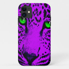 Corey Tiger 80s Neon Luipaard Gezicht iPhone 11 Hoesje