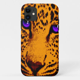 Corey Tiger 80s Neon Luipaard Gezicht (Oranje) iPhone 11 Hoesje