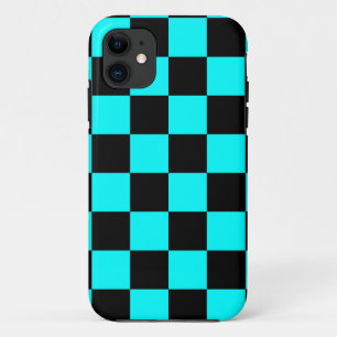 Corey Tiger 80s Neon Schaakbord (Aqua Turquoise Bl iPhone 11 Hoesje