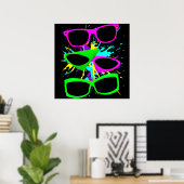 Corey Tiger 80s  Neon Sunbril Splatter Poster (Thuiskantoor)