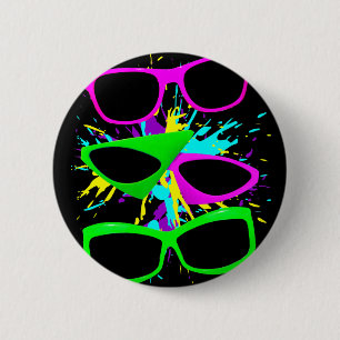Corey Tiger 80s  Neon Sunbril Splatter Ronde Button 5,7 Cm