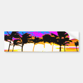 Corey Tiger 80's Palm Trees Sunset Bumpersticker