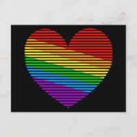Corey Tiger 80s Rainbow Stripe Heart Carte postale