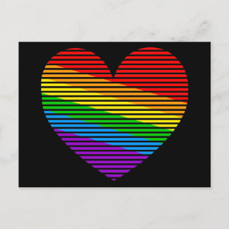 Corey Tiger 80s Rainbow Stripe Heart Carte postale