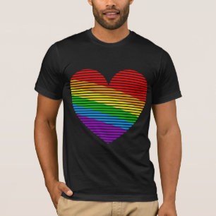 Corey Tiger 80s Regenboog Streep Hart Shirt