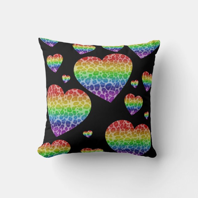 Corey Tiger 80s  regenboogValentijn Harten Kussen (Voorkant)